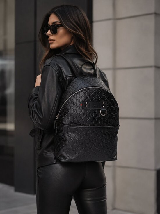 Gucci Rubber Guccissima Leather Backpack Black main image 5